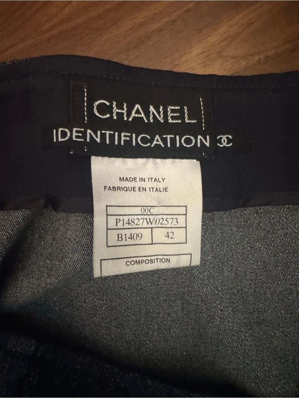 CHANEL Classic Blue Sparkle Side Panel Detail Knee Length Skirt size 10